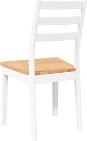 vidaXL Καρέκλες τραπεζαρίας 2 τεμάχια Λευκό μασίφ ξύλο καουτσούκ