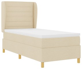 vidaXL Κρεβάτι με ελατήρια και ματRESS Κρεμ 90x200 cm Υφασμα