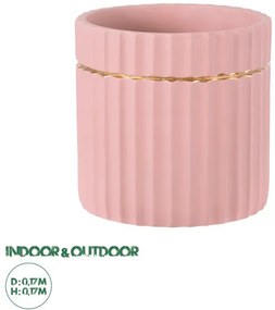 Πήλινο Κεραμικό Κασπώ Γλάστρα - Flower Pot Ροζ με Χρυσό Artificial Garden 20456 Globostar-20456-Ροζ 20456