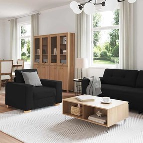 vidaXL Σετ Καναπέ με μαξιλάρι με μαξιλάρι 3 pcs Μαύρο ύφασμα