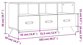 Έπιπλο Τηλεόρασης Μαύρο 102 x 36 x 50 εκ. από Επεξεργ. Ξύλο - Μαύρο