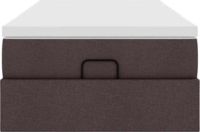 vidaXL Οθωμανικό κρεβάτι με στρώμα σκούρο καφέ 90x190cm ύφασμα