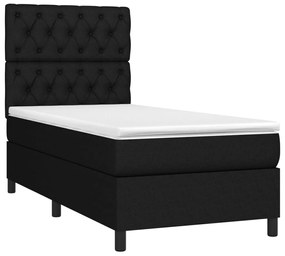 vidaXL Κρεβάτι Boxspring με Στρώμα Μαύρο 80 x 200 εκ. Υφασμάτινο