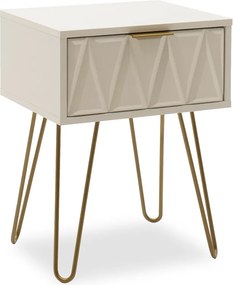 Κομοδίνο Isla pakoworld χρώμα λευκό painting-χρυσό 42x35x55εκ