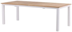 Τραπέζι εξωτερικού χώρου Dallas 810, Ξύλο, 75x100cm, 45 kg, Άσπρο, Ανοιχτό χρώμα ξύλου, Μέταλλο, Ξύλο: Ξύλο Teak | Epipla1.gr