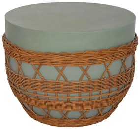 ΤΡΑΠΕΖΙ ΣΑΛΟΝΙΟΥ VILHENA HM18165 FIBER CEMENT ΠΡΑΣΙΝΟ-RATTAN ΦΥΣΙΚΟ Φ56x47Υεκ.