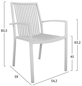 Καρέκλα BRONCA C5130.01 Αλουμινίου Λευκή 54,2x59x83,5Υ εκ. 54.2x59x83.5 εκ.