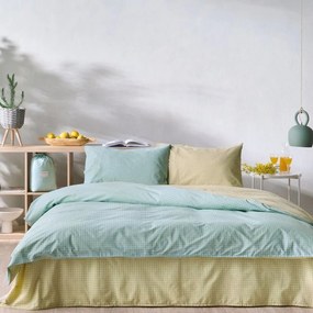 Παπλωματοθήκη Zuccero 02 (Σετ 3τμχ) Mint -Khaki Kentia Υπέρδιπλo 225x245cm 100% Βαμβάκι
