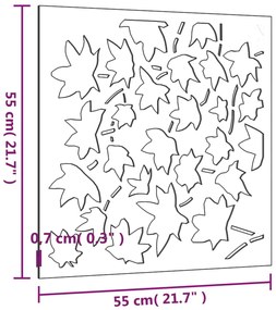 Διακοσμητικό Κήπου Επιτοίχιο Σχ. Φύλλων 55x55 εκ, Ατσάλι Corten - Καφέ