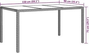 vidaXL Τραπέζι Κήπου Λευκό 150 x 90 x 75 cm συνθετικό ρατάν