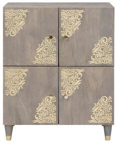 vidaXL Πλαϊνό γραφείο Γκρι και Χρυσό 60 x 33 x 75 cm Μασίφ ξύλο μάνγκο