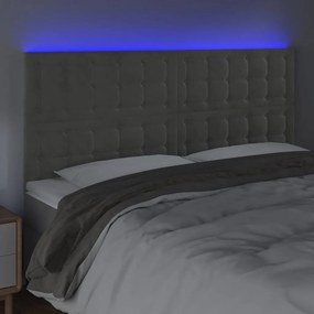 Κεφαλάρι Κρεβατιού LED Ανοιχτό Γκρι 180x5x118/128 εκ. Βελούδινο 3122918