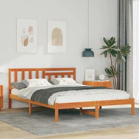 vidaXL Σκελετός Κρεβατιού Καφέ κεριού 160 x 200 cm Μασίφ ξύλο πεύκου