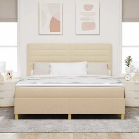 vidaXL LED Κρεβάτι με βάθρο με στρώμα Κρεμ 180 x 200 cm ύφασμα
