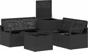 vidaXL Σετ Καναπέ 6 τμχ. Μαύρο 55 x 55 x 37 εκ Πολυ-ρακί και Χάλυβας