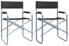 vidaXL Καρέκλες Σκηνοθέτη 2 τεμ. Μαύρες Ατσάλινες