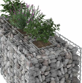 vidaXL Ανασηκωμένο κρεβάτι gabion Ασημί
