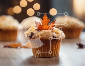 Intra Συλλεκτικό Ξύλινο Παζλ Plywood  4mm - Cupcake με θέμα το φθινόπωρο με διακόσμηση με φύλλα Σε Ξύλινο Κουτί - Διαστάσεις: 10x10 cm – 25 κομμάτια