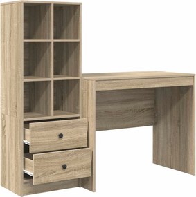 vidaXL Γραφείο με συρτάρι με ράφι με αποθήκευση 2 pcs Δρύς Sonoma
