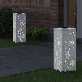 vidaXL Ηλιακό LED Φως Δρόμου 2 pcs Λευκό Κρύο Ρολαρισμένο Χάλυβα