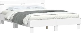 vidaXL Πλαίσιο Κρεβατιού με Κεφαλάρι Λευκό 150x200 εκ Επεξεργ. Ξύλο