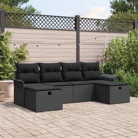 vidaXL Σετ Καναπέ Κήπου με μαξιλάρι 6 pcs Μαύρο Πολυ ράταν