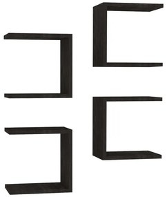 Ραφιέρα τοίχου Perari pakoworld 4τεμ.σε σκούρο καρυδί  απόχρωση 30x19.6x30εκ