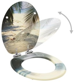Κάλυμμα Λεκάνης με Καπάκι Soft Close Σχέδιο Παραλία από MDF - Πολύχρωμο