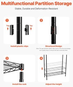 VEVOR Over Washer and Dryer Storage Shelf Single Row 3 Tiers Washer Rack Black