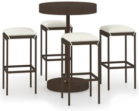 vidaXL Σετ Επίπλων Μπαρ Κήπου 5 τεμ. Καφέ Συνθετικό Ρατάν με Μαξιλάρια