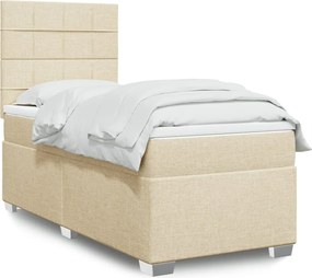 vidaXL Κρεβάτι Boxspring με Στρώμα Κρεμ 90x190 εκ.Υφασμάτινο