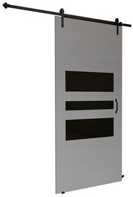 Συρόμενες πόρτες Dover 164, 34 kg, Μαύρο, Ανθρακί, Πλαστικοποιημένη μοριοσανίδα, Γκρι, Αλουμίνιο | Epipla1.gr