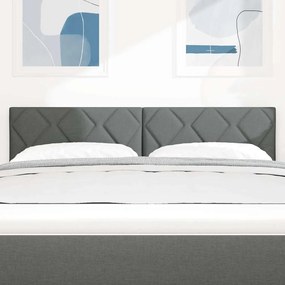 vidaXL Κεφαλάρι με φώτα λωρίδας LED με κεφαλάρι Γκρι 144 cm ύφασμα