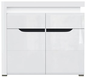 Σιφονιέρα Orlando K102, Γυαλιστερό λευκό, Άσπρο, 89x100x39cm