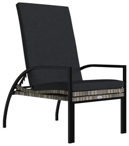 vidaXL Ξαπλώστρες 2 τεμ. Γκρι από Ρατάν Πολυαιθυλενίου με Υποπόδιο