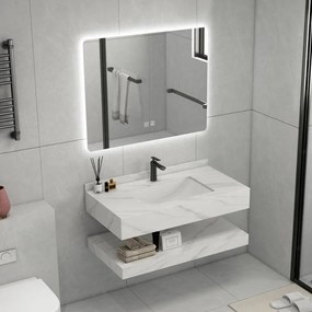 Set Bathroom Furniture MERILYN 80 White Marble 80x50x140 εκ.