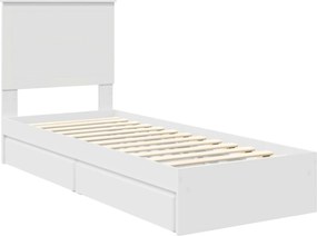 vidaXL Κρεβάτι Αποθήκης Λευκό 75 x 190 cm Επεξεργασμένο ξύλο