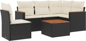 vidaXL Patio Sofa Set 6-θέσια Black and Cream