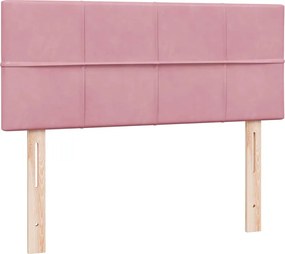vidaXL Κρεβάτι Boxspring με Στρώμα &amp; LED ροζ 120x220 cm Βελούδινο