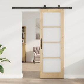 vidaXL Συρόμενη Πόρτα  με Σετ Εξαρτημάτων 'ORKDAL' Μασίφ Ξύλο & Γυαλί