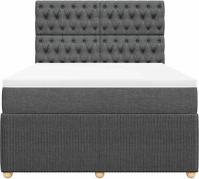 vidaXL Κρεβάτι Boxspring με Στρώμα Σκούρο Γκρι 140x200 εκ Υφασμάτινο