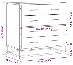 Συρταριέρα Sonoma Δρυς 70x41x70 εκ. από Επεξεργασμένο Ξύλο - Καφέ