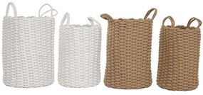 Σετ Καλαθιών Home ESPRIT Λευκό Μπεζ Σχοινί 30 x 30 x 43 cm 2 Τεμάχια (x2)