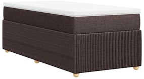 vidaXL Κρεβάτι Boxspring με Στρώμα Σκούρο Καφέ 90x200 εκ. Υφασμάτινο