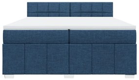 Κρεβάτι Boxspring με Στρώμα Μπλε 200x200 εκ. Υφασμάτινο - Μπλε