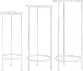 vidaXL Ανθοστήλες Σετ 3 Τεμαχίων Vintage Λευκό Αντικέ από Μέταλλο