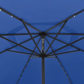 Ομπρέλα Κήπου με LED Αζούρ Μπλε 400 εκ. με Μεταλλικό Ιστό - Μπλε