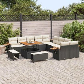 vidaXL Σετ Καναπέ Κήπου 13 pcs Μαύρο συνθετικό ρατάν