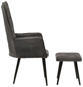 vidaXL Πολυθρόνα Vintage Μαύρη από Καραβόπανο με Υποπόδιο