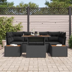vidaXL Σέτ φαγητού για κήπο 7 pcs Μαύρο, Καφέ 100 x 55 x 73 εκ